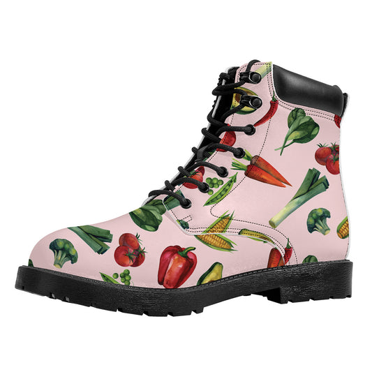 Watercolor Vegan Pattern Print Work Boots