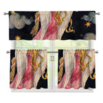 Watercolor Virgo Zodiac Sign Print 3 Piece Kitchen Curtains