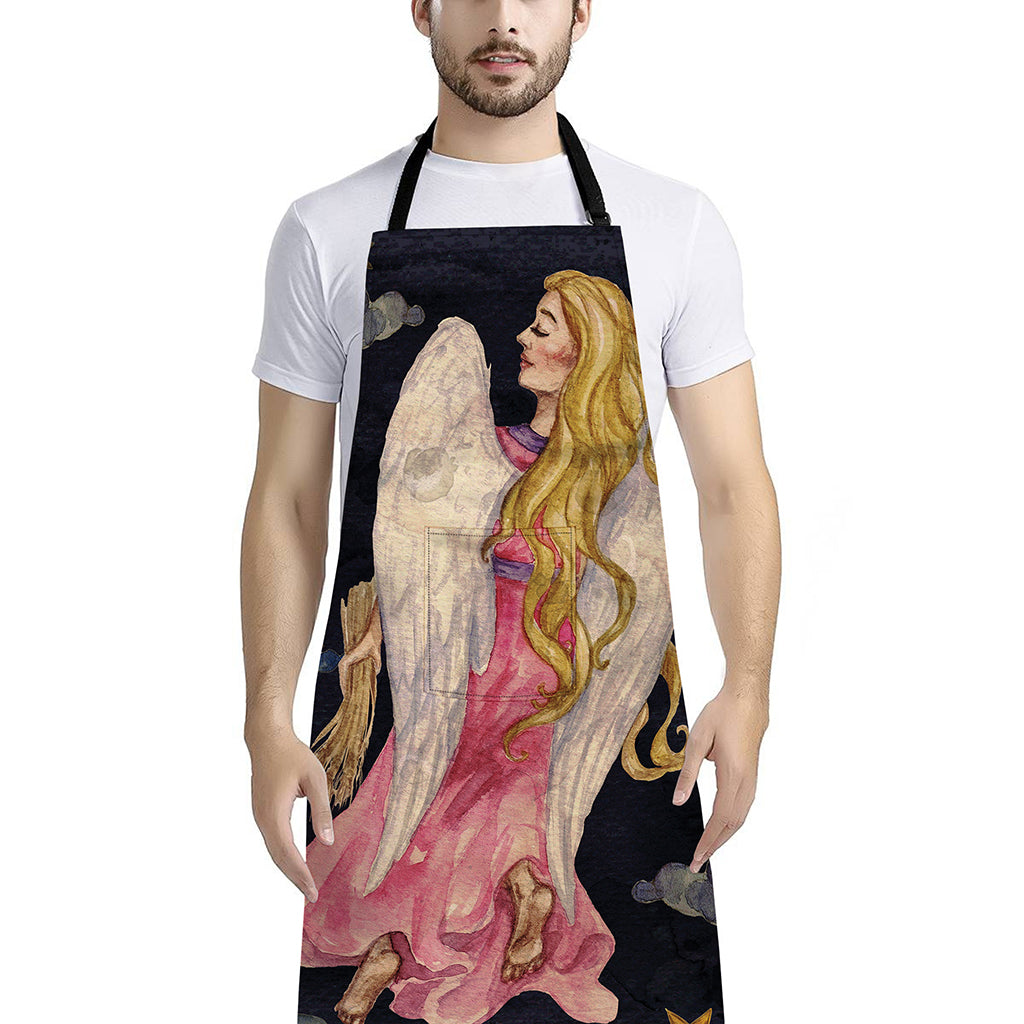 Watercolor Virgo Zodiac Sign Print Bib Apron With Pocket