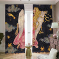 Watercolor Virgo Zodiac Sign Print Dimout Pencil Pleat Curtains