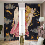 Watercolor Virgo Zodiac Sign Print Blackout Pencil Pleat Curtains