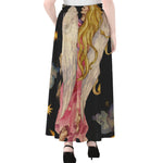Watercolor Virgo Zodiac Sign Print Chiffon Maxi Skirt
