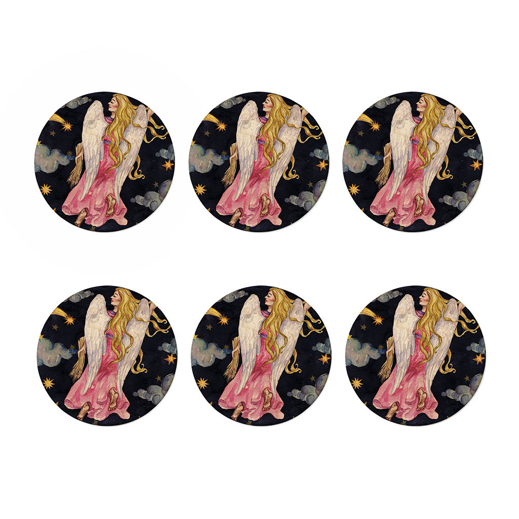 Watercolor Virgo Zodiac Sign Print Coaster Set