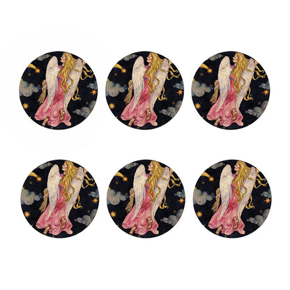 Watercolor Virgo Zodiac Sign Print Coaster Set