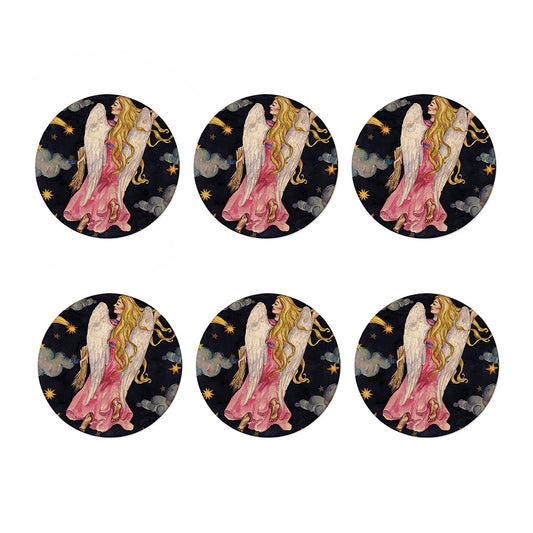 Watercolor Virgo Zodiac Sign Print Coaster Set