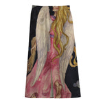 Watercolor Virgo Zodiac Sign Print Cotton Front Slit Maxi Skirt