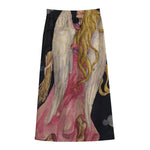 Watercolor Virgo Zodiac Sign Print Cotton Front Slit Maxi Skirt