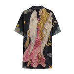 Watercolor Virgo Zodiac Sign Print Cotton Hawaiian Shirt