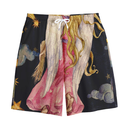 Watercolor Virgo Zodiac Sign Print Cotton Shorts