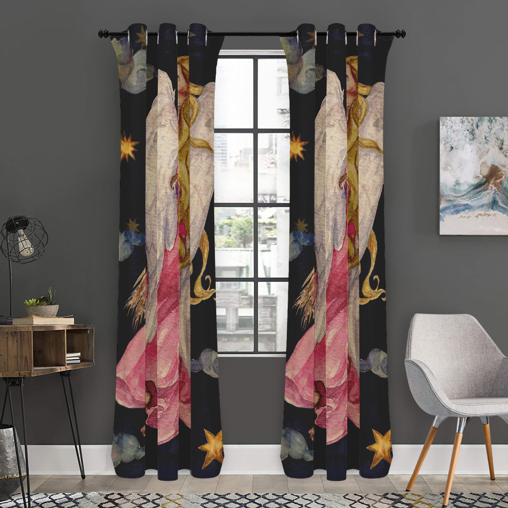 Watercolor Virgo Zodiac Sign Print Curtain