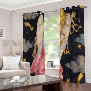 Watercolor Virgo Zodiac Sign Print Extra Wide Grommet Curtains