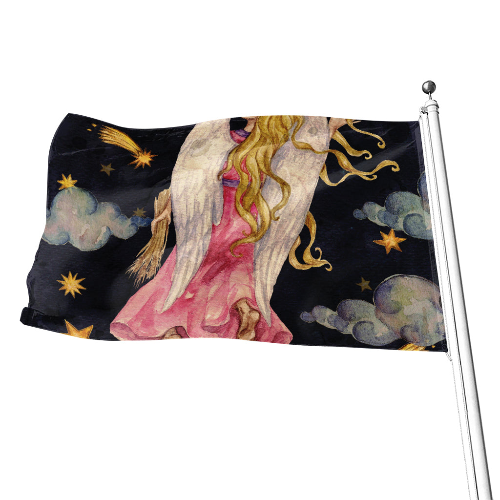 Watercolor Virgo Zodiac Sign Print Flag