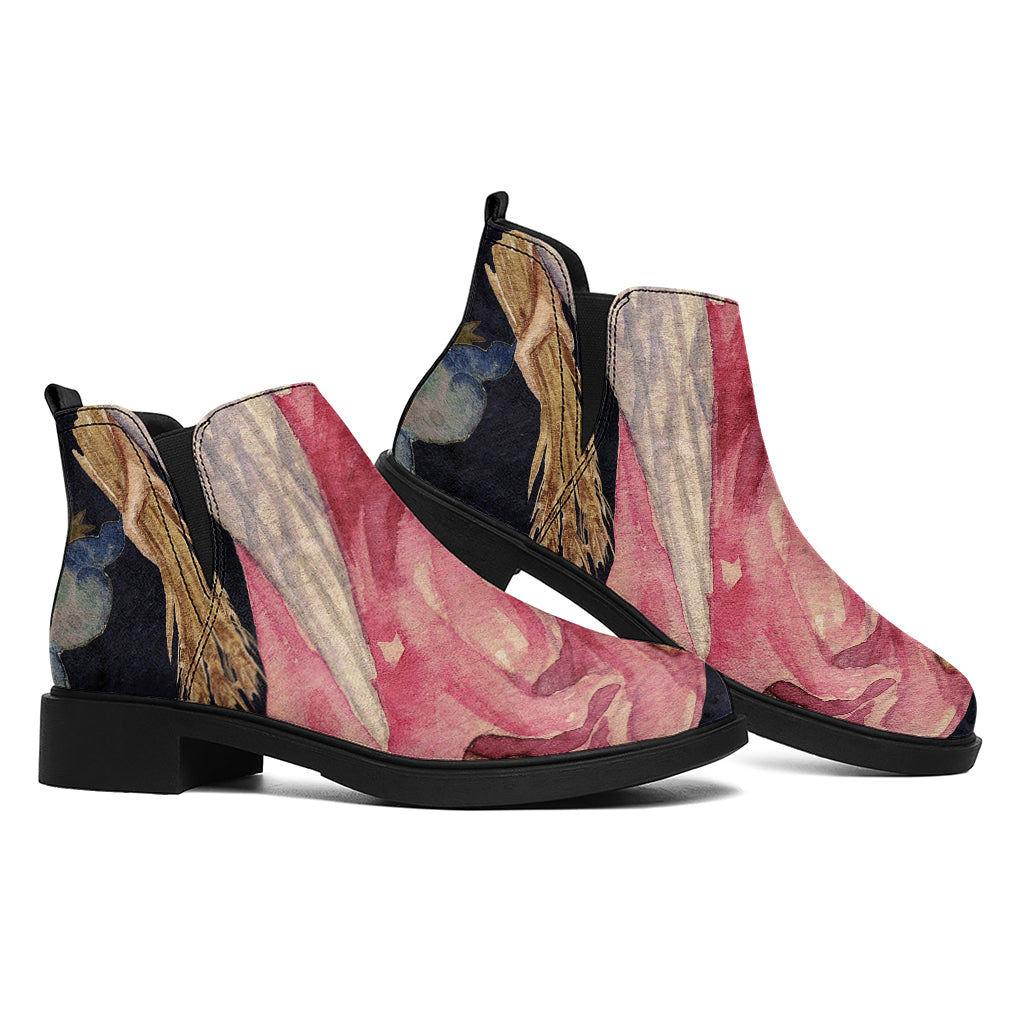 Watercolor Virgo Zodiac Sign Print Flat Ankle Boots