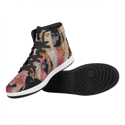 Watercolor Virgo Zodiac Sign Print High Top Leather Sneakers