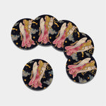 Watercolor Virgo Zodiac Sign Print Leather Coaster Set