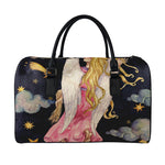 Watercolor Virgo Zodiac Sign Print Leather Duffle Bag
