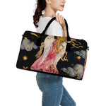 Watercolor Virgo Zodiac Sign Print Leather Duffle Bag