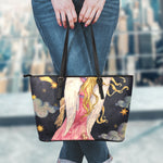 Watercolor Virgo Zodiac Sign Print Leather Tote Bag