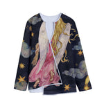 Watercolor Virgo Zodiac Sign Print Long Sleeve Short Coat