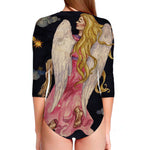 Watercolor Virgo Zodiac Sign Print Long Sleeve Swimsuit