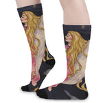 Watercolor Virgo Zodiac Sign Print Long Socks