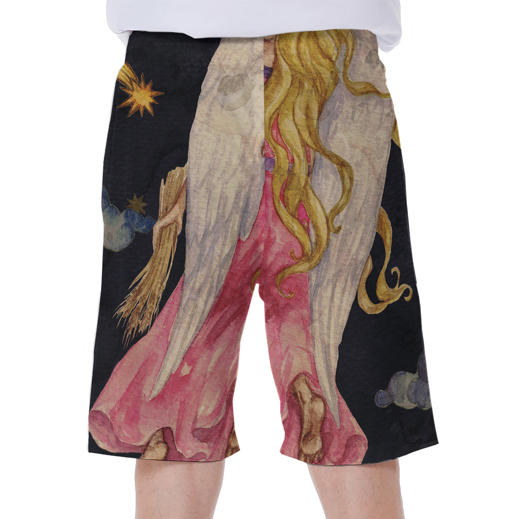 Watercolor Virgo Zodiac Sign Print Men's Beach Shorts
