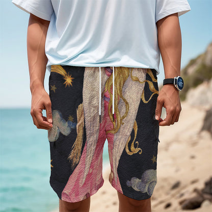 Watercolor Virgo Zodiac Sign Print Men's Cargo Shorts