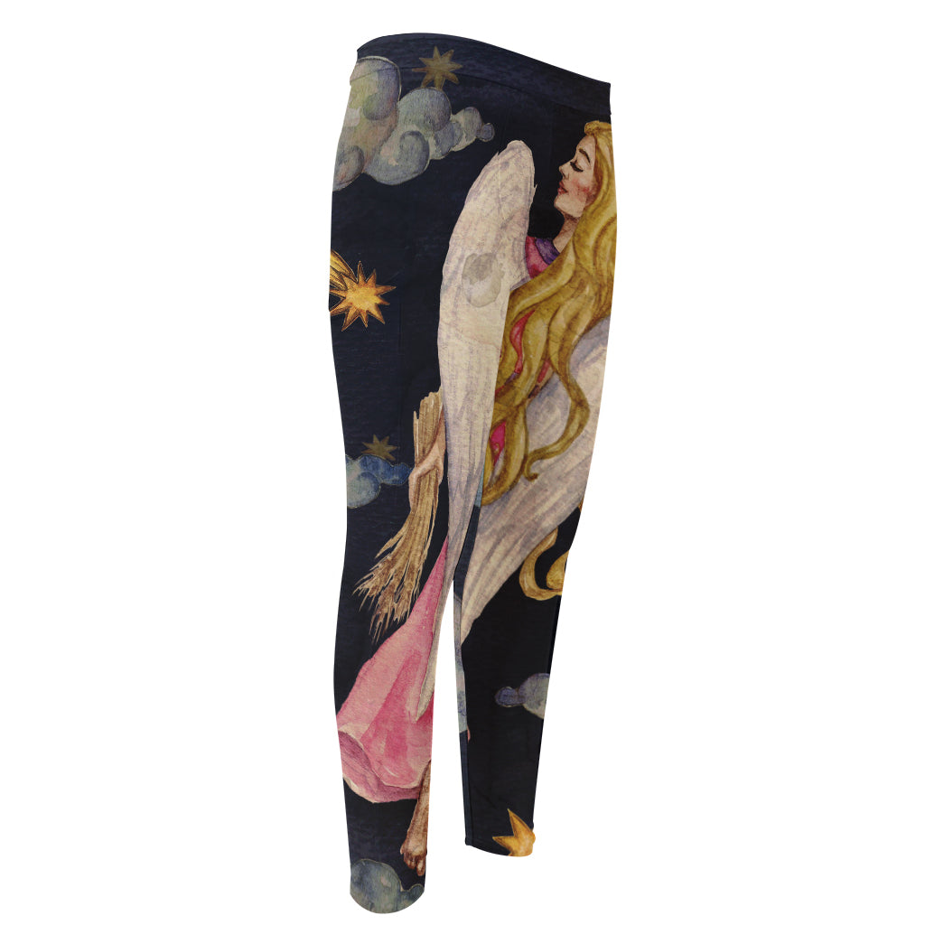 Watercolor Virgo Zodiac Sign Print Men's Compression Pants