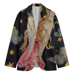 Watercolor Virgo Zodiac Sign Print Men's Cotton Blazer