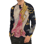 Watercolor Virgo Zodiac Sign Print Men's Long Sleeve Rash Guard