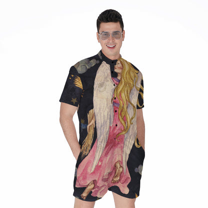 Watercolor Virgo Zodiac Sign Print Men's Rompers