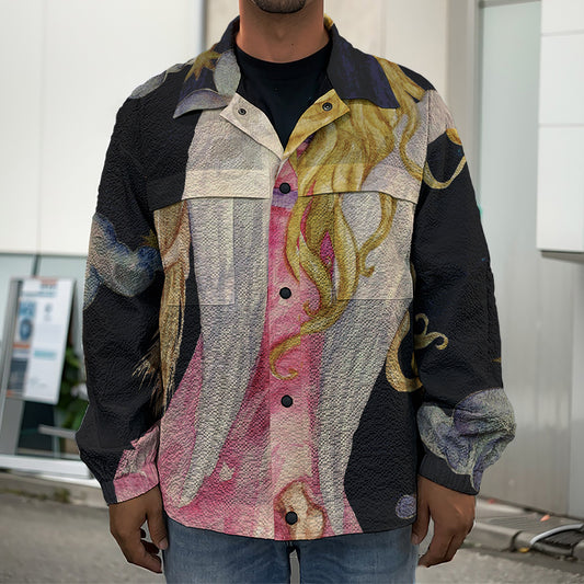 Watercolor Virgo Zodiac Sign Print Men's Shirt Jacket