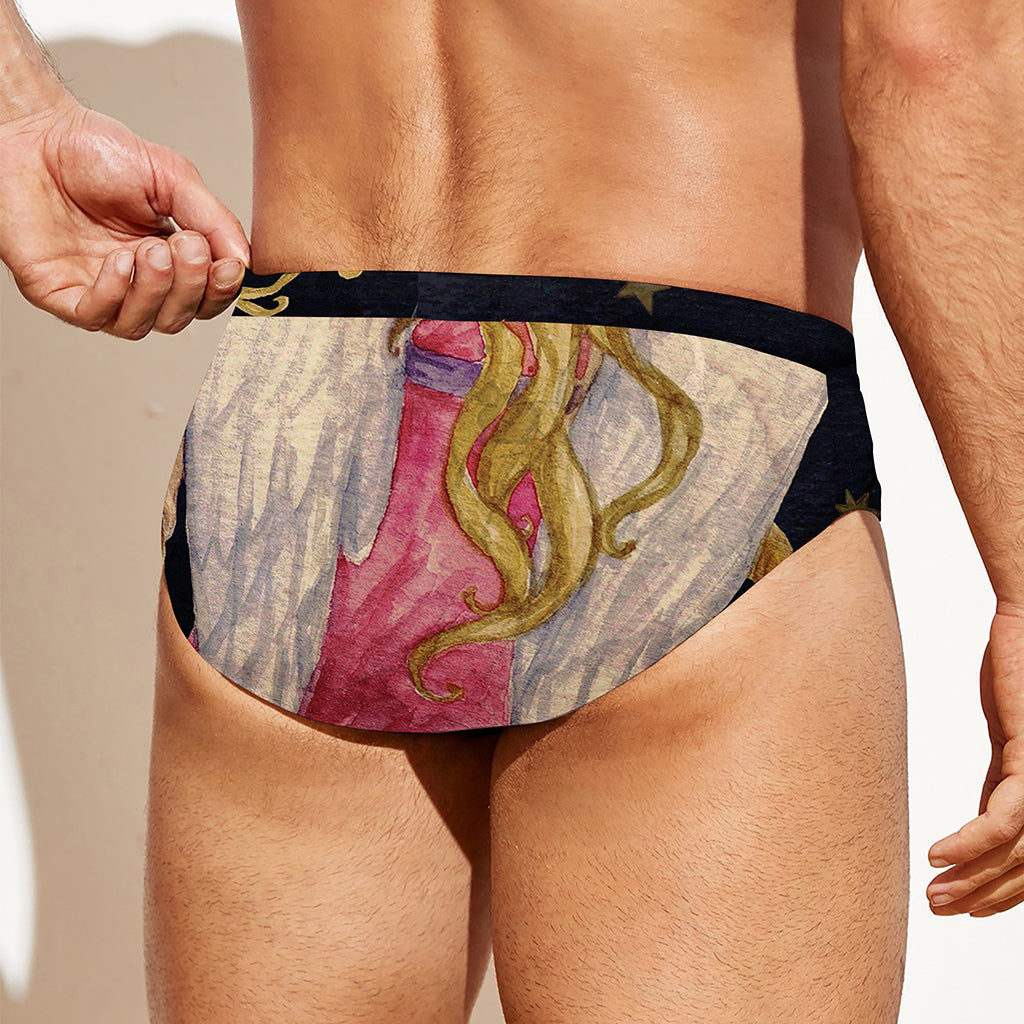 Watercolor Virgo Zodiac Sign Print Men's Swim Briefs