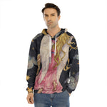 Watercolor Virgo Zodiac Sign Print Men's Velvet Pullover Hoodie