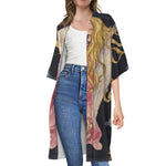 Watercolor Virgo Zodiac Sign Print Open Front Beach Cover Up