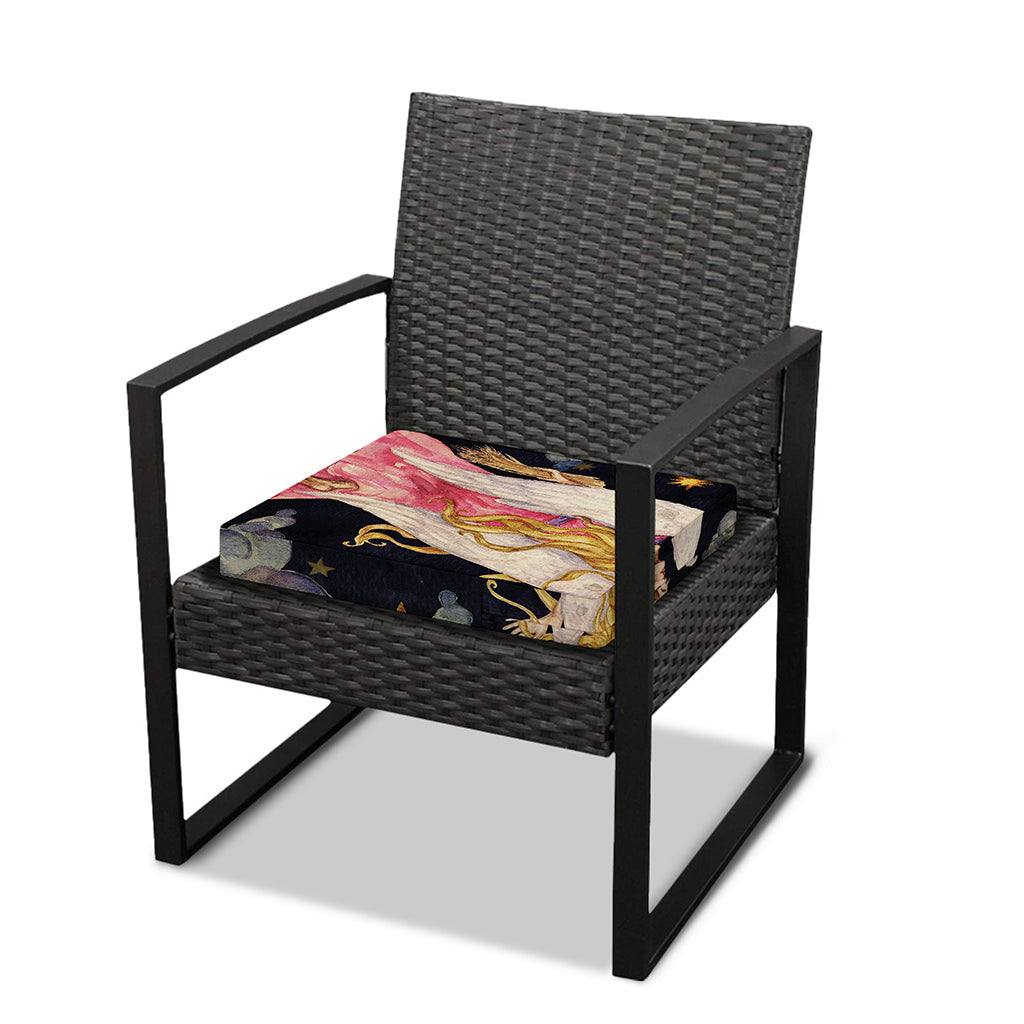 Watercolor Virgo Zodiac Sign Print Outdoor Seat Cushion Cover