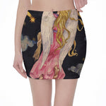 Watercolor Virgo Zodiac Sign Print Pencil Mini Skirt