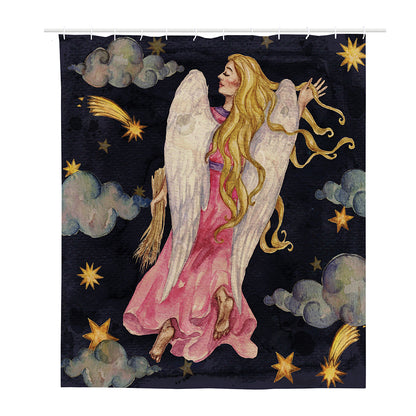 Watercolor Virgo Zodiac Sign Print Polyester Shower Curtain