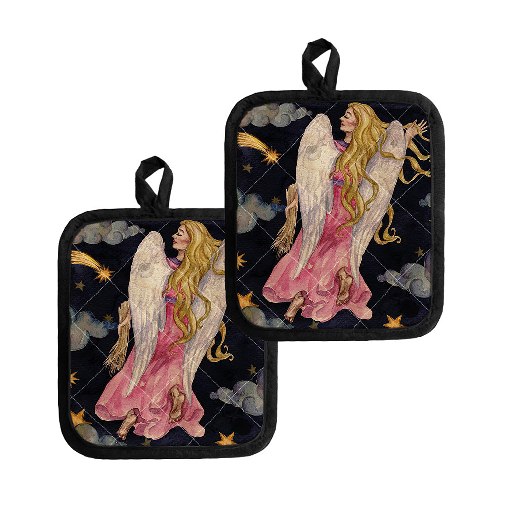 Watercolor Virgo Zodiac Sign Print Pot Holders