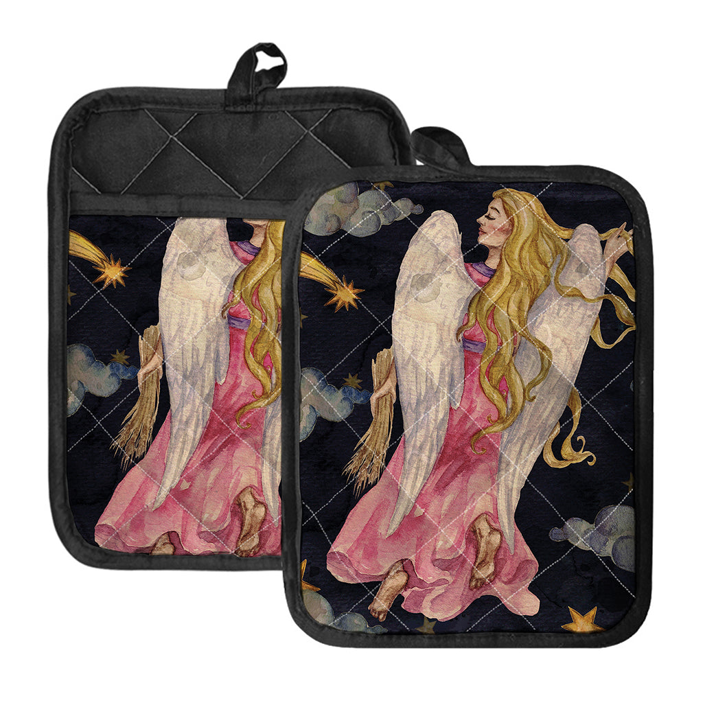 Watercolor Virgo Zodiac Sign Print Pot Holders With Pocket