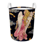 Watercolor Virgo Zodiac Sign Print Round Laundry Basket
