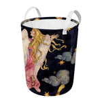Watercolor Virgo Zodiac Sign Print Round Laundry Basket