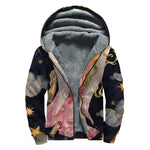 Watercolor Virgo Zodiac Sign Print Sherpa Lined Zip Up Hoodie