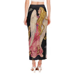 Watercolor Virgo Zodiac Sign Print Side Slit Maxi Skirt