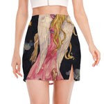 Watercolor Virgo Zodiac Sign Print Side Slit Mini Skirt