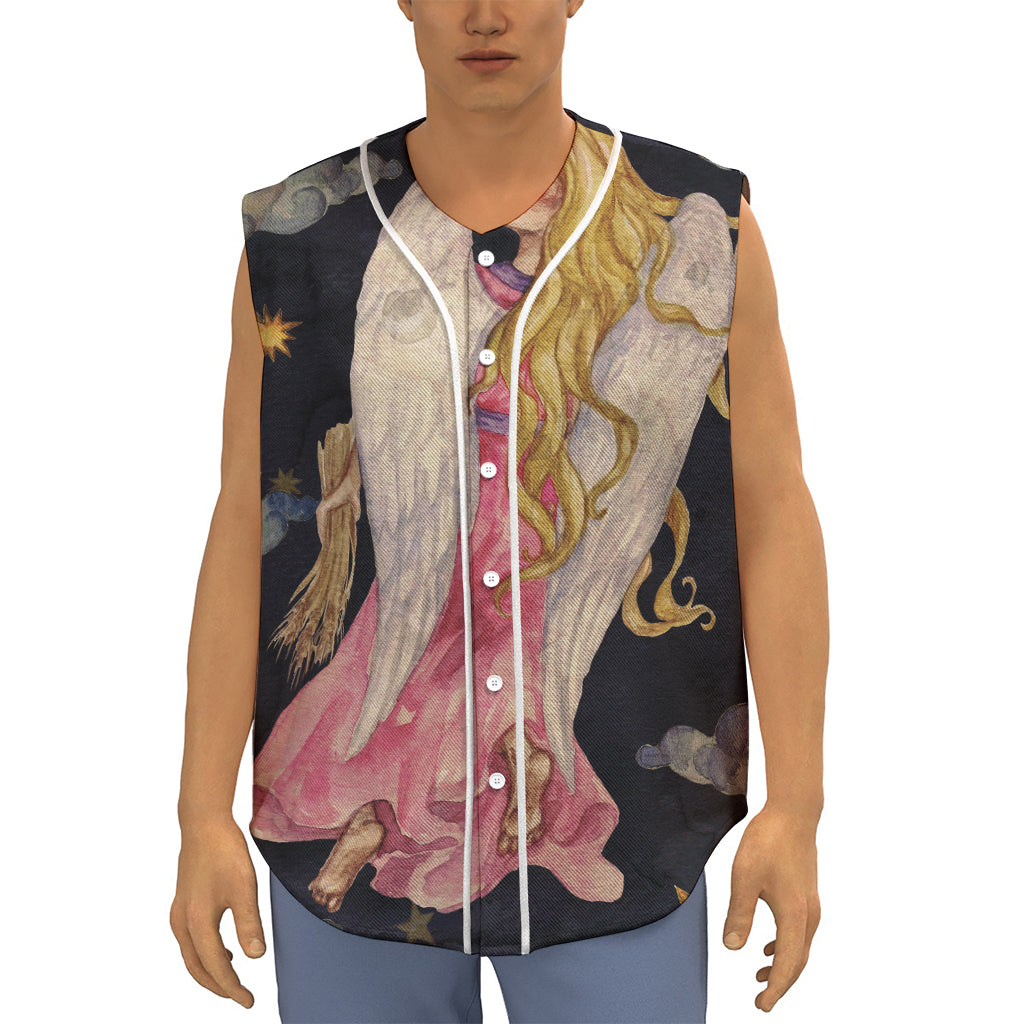 Watercolor Virgo Zodiac Sign Print Sleeveless Baseball Jersey