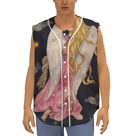 Watercolor Virgo Zodiac Sign Print Sleeveless Baseball Jersey
