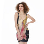 Watercolor Virgo Zodiac Sign Print Sleeveless Bodycon Dress