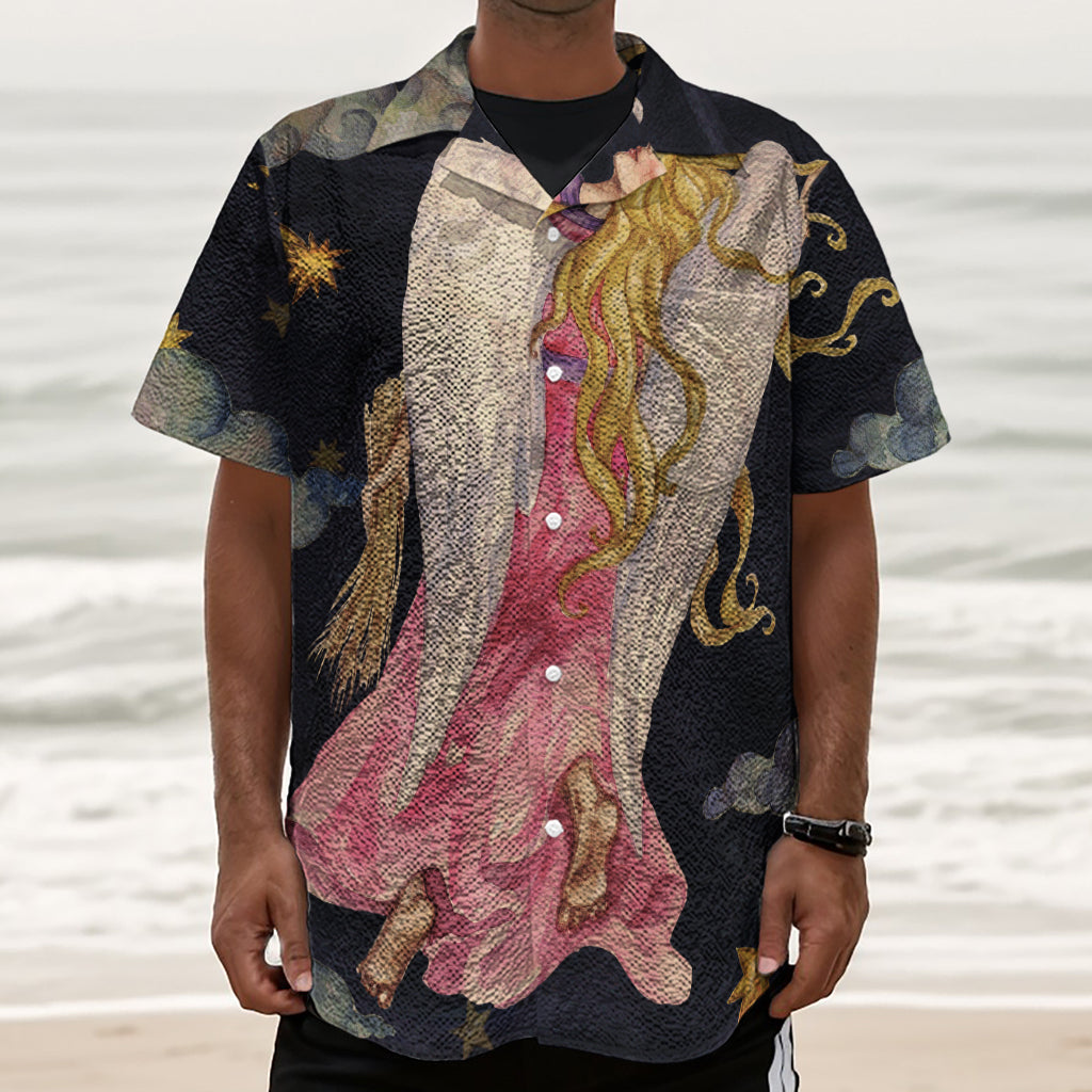 Watercolor Virgo Zodiac Sign Print Textured Short Sleeve Shirt