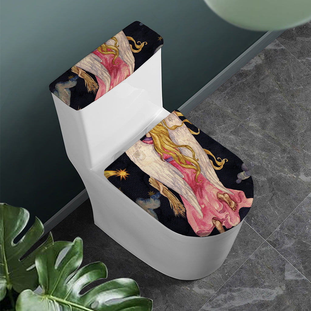 Watercolor Virgo Zodiac Sign Print Toilet Lid And Tank Cover Set